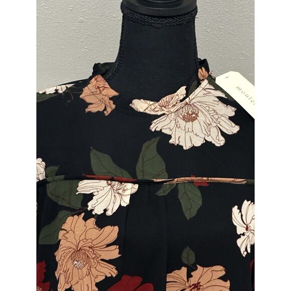 New Monteau Women’s Sz M top modest Floral Sheer Lined Boho whimsigoth Fairy - Picture 2 of 6